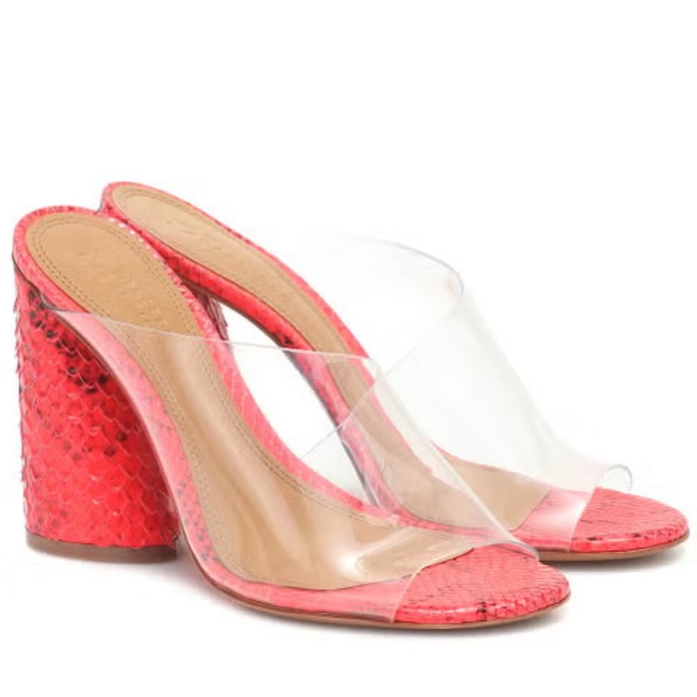 Mercedes Castillo snake scale print chunky heel clear shoes US 8